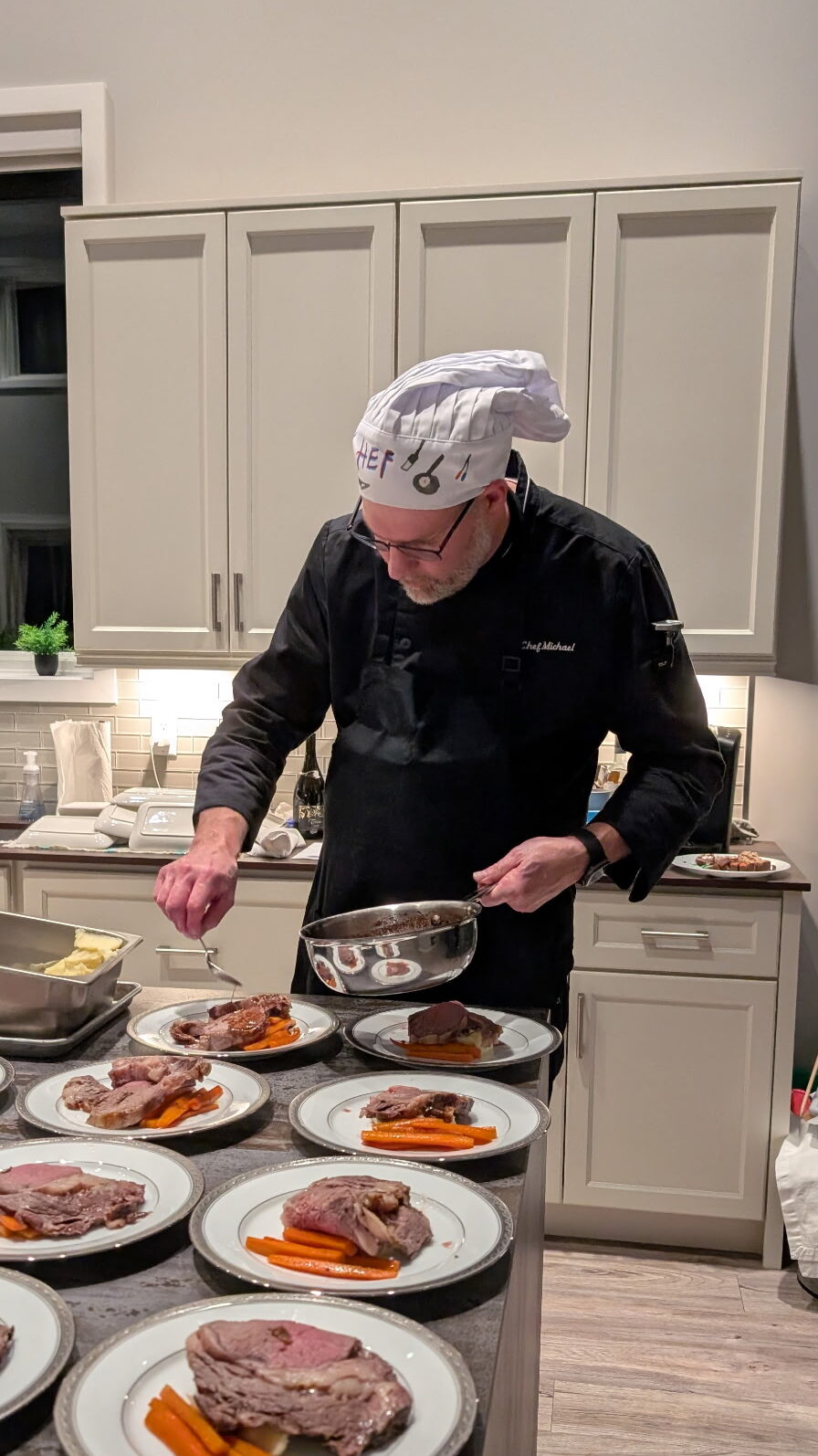 Chef Michael McFarland prepping food 